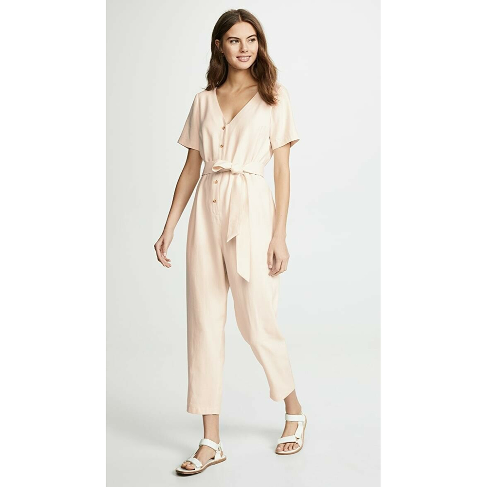 Hatch Noelle Jumpsuit Romper 0 XS Crop Tapered Leg Tie Short Sleeve Maternity